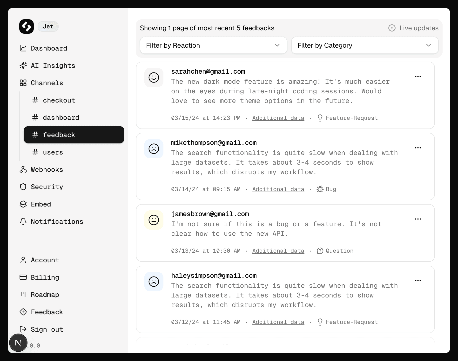 Centralized feedback hub